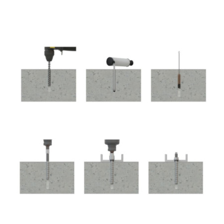 1 x Betoniruuvi Kaksois Kierteytys TORX T5 6X120 M8 Sinkitty teräs
