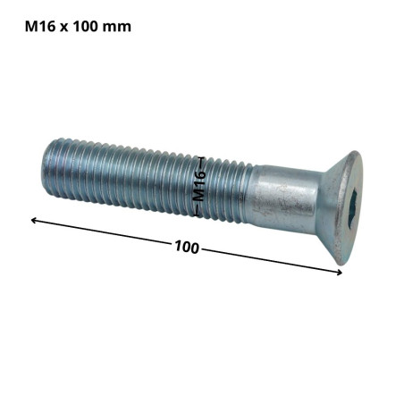 1 x Metalliruuvit "FHC kuusioruuvi uppokannalla Avain 10 HC10 M16X100 Osittain kierteytetty Luokka 10.9 Sinkitty teräs
