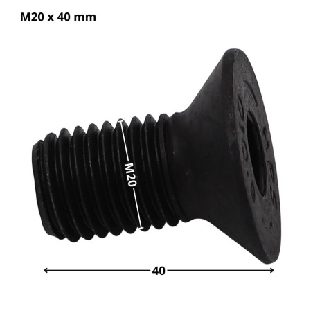 1 x Metalliruuvit "FHC kuusioruuvi uppokannalla Avain 12 HC12 M20X40 Kokonaan kierteytetty Luokka 10.9 Raakateräs