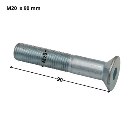 1 x Metalliruuvit "FHC kuusioruuvi uppokannalla Avain 12 HC12 M20X90 Osittain kierteytetty Luokka 10.9 Sinkitty teräs