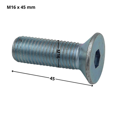 1 x Metalliruuvit "FHC kuusioruuvi uppokannalla Avain 10 HC10 M16X45 Kokonaan kierteytetty Luokka 10.9 Sinkitty teräs