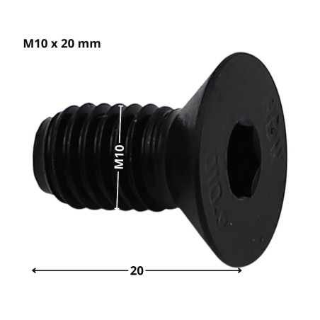 1 x Metalliruuvit "FHC kuusioruuvi uppokannalla Avain 6 HC6 M10X20 Kokonaan kierteytetty Luokka 10.9 Raakateräs