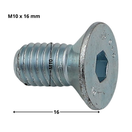 1 x Metalliruuvit "FHC kuusioruuvi uppokannalla Avain 6 HC6 M10X16 Kokonaan kierteytetty Luokka 10.9 Sinkitty teräs