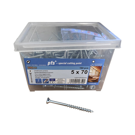 1 x Sanko 160 Puu- ja lastulevyruuvi 5x70 uppokantainen TORX T25 "Halkeamista estävä kärki Sinkitty teräs