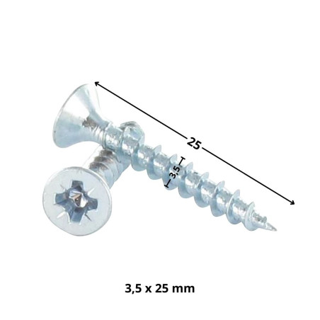 1 x Puuruuvi Premium uppokantainen Pozi PZ10 3,5 x 25 Sinkitty teräs