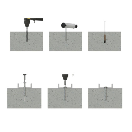 1 x Betoniruuvi Pää Kupumainen TORX TORX T30 6x60 Sinkitty teräs
