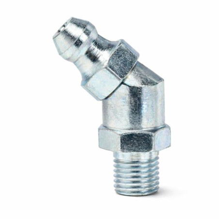 1 x 45° vinklet smørenippel Neliönmuotoinen M6 Hienokierre Kierrepituus: 100 mm Sinkitty teräs