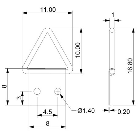 1 x Kolmiomainen ripustin tauluille 8 mm Raakateräs