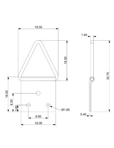 Kolmiomainen ripustin tauluille 16 mm Raakateräs 2