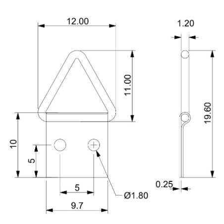 1 x Kolmiomainen ripustin tauluille 10 mm Raakateräs