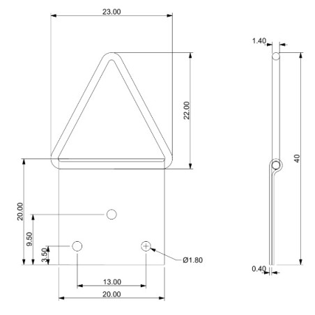 1 x Kolmiomainen ripustin tauluille 14 mm Raakateräs