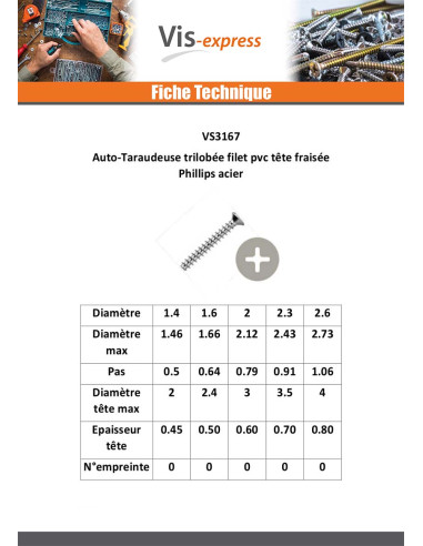 1 x Itsekierteittävä ruuvi Kohteelle Muovinen...